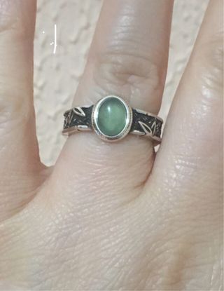 Anillo Plata Vintage Ajustable Piedra Verde