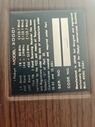 Radio Robyn mod 3000 Scanner lf-vhf uhf