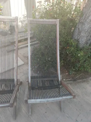 2 Hamacas de Madera y Tela para Jardín