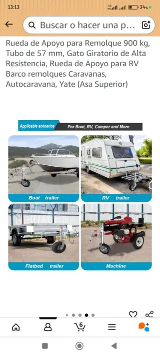 Rueda de Apoyo Remolque 900kg