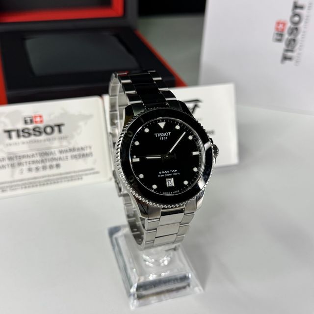 Tissot Seastar Reloj Negro y Plateado