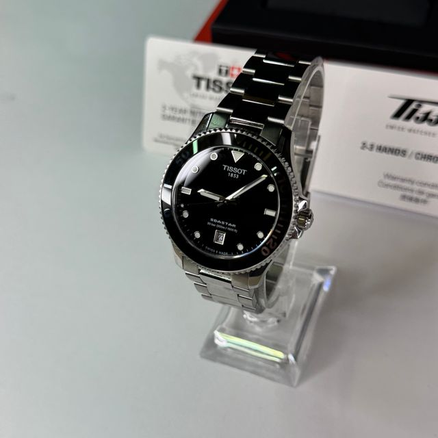 Tissot Seastar Reloj Negro y Plateado