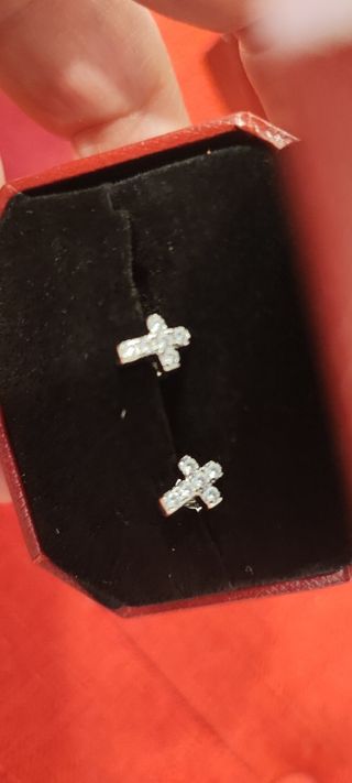 Pendientes Plata Cruz Cartier