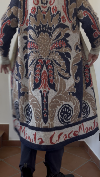 Manila Grace Cardigan Beige/Blu