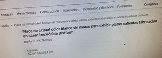 Placa cristal exhibir platos calientes
