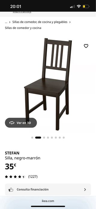 Lote 3 Sillas Stefan Ikea Madera Negra