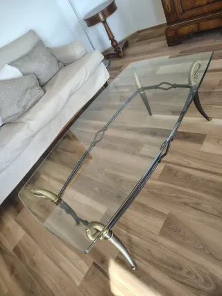 Tavolino Orsenigo in vetro e metallo dorato