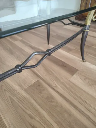 Tavolino Orsenigo in vetro e metallo dorato