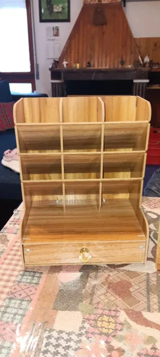 2 Porta oggetti da scrivania in legno