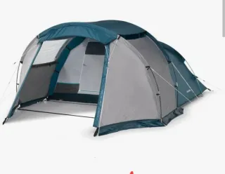 Tienda de campaña familiar azul y gris