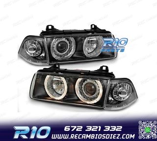 FAROS BMW E36 90-99 OJOS ANGEL FONDO NEGRO H7
