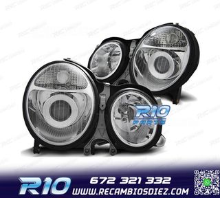 FAROS MERCEDES CLASE E W210 99-02 FONDO CROMO