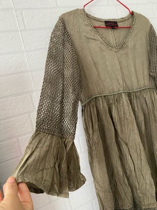 Vestido Boho Illusion Talla S Verde Oliva