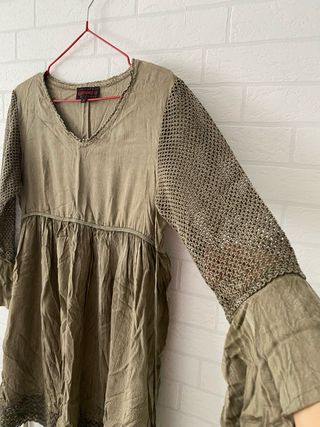 Vestido Boho Illusion Talla S Verde Oliva