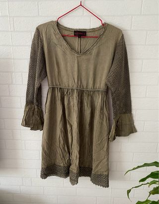 Vestido Boho Illusion Talla S Verde Oliva