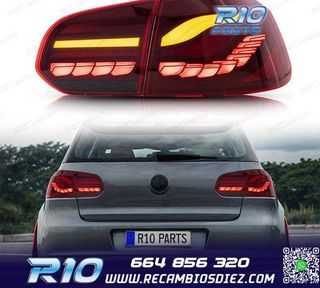 PILOTOS FULL LED VW GOLF 6 LIGHT BAR OLED DINAMICOS ROJO OSC