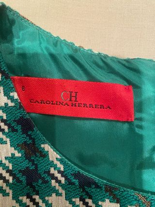 Vestido Carolina Herrera Cuadros Verde