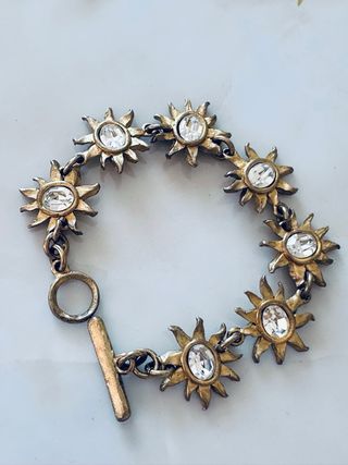 Braccialetto vintage sole cristalli dorato firmato