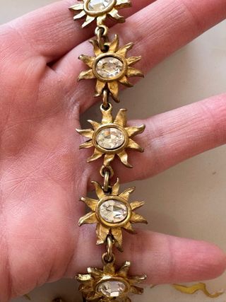 Braccialetto vintage sole cristalli dorato firmato