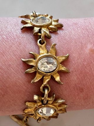 Braccialetto vintage sole cristalli dorato firmato