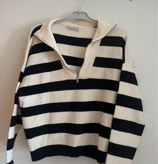 Jersey rayas cremallera cuello alto