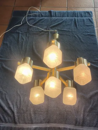 Lámpara vintage dorada tulipas Gaetano Sciolari