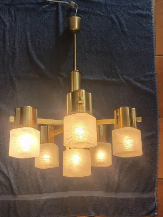 Lámpara vintage dorada tulipas Gaetano Sciolari