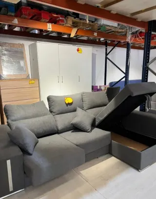 Sofá Chaiselongue Gris Tela