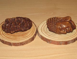 Okimono Japón China netsuke Buda Diablo separados