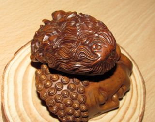 Okimono Japón China netsuke Buda Diablo separados