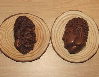 Okimono Japón China netsuke Buda Diablo separados