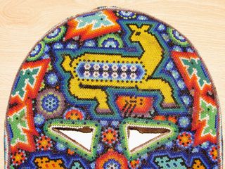 Máscara mexicana México Huichol chaquira 32 x 21