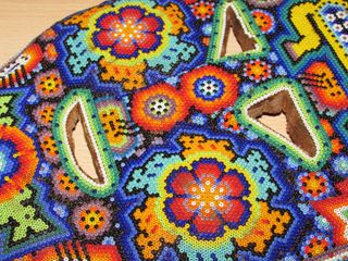 Máscara mexicana México Huichol chaquira 32 x 21