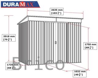 Caseta Metálica Top Shed Pent Roof Antracita 173x263x201 cm - Duramax