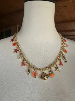 Collana con charm mare estiva oro e arancio