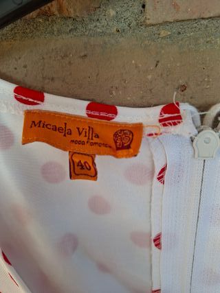 Traje Flamenca Volantes y lunares Rojo y Blanco