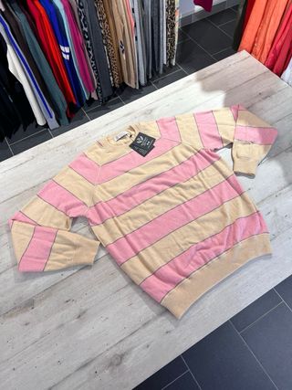 Maglione Brunello Cucinelli cashmere righe rosa