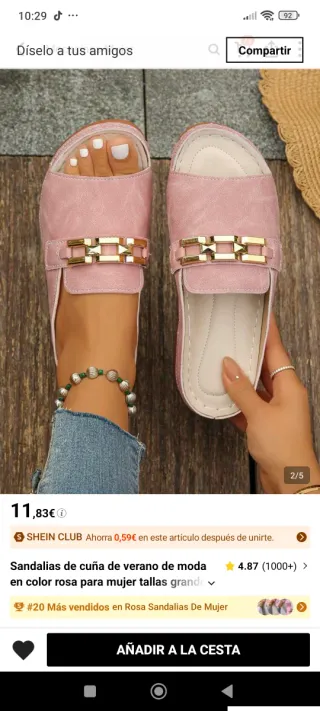 Sandalias cuña verano mujer rosa