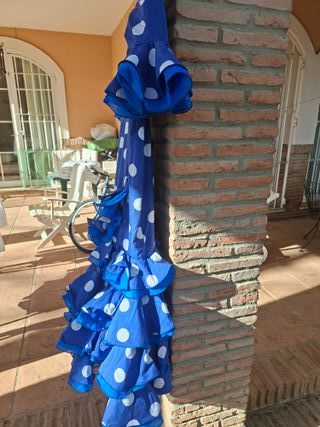 Traje Flamenca Lunares Azul y Blanco