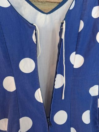 Traje Flamenca Lunares Azul y Blanco