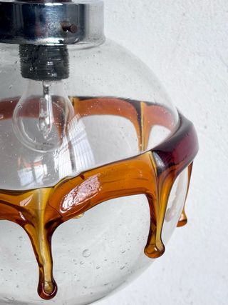 Lampadario Murano Vetro Soffiato Anni '70 Gocce