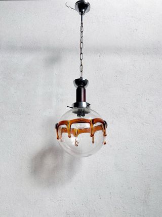 Lampadario Murano Vetro Soffiato Anni '70 Gocce