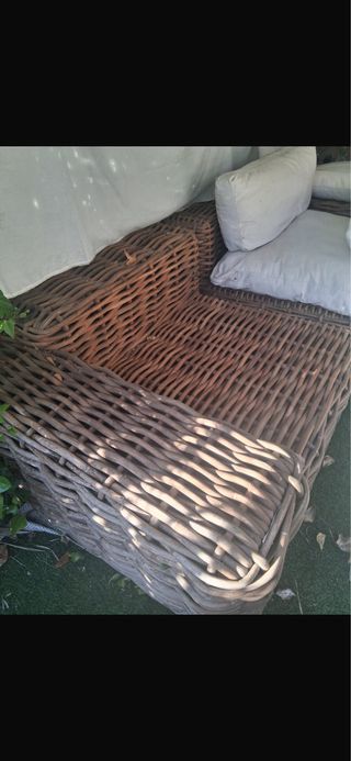 Sofá exterior tejido beige y marrón