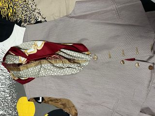 Traje campero rayas burdeos/marrón