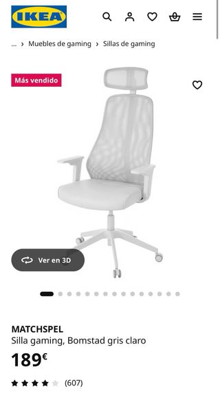 Silla de oficina IKEA gris/blanca