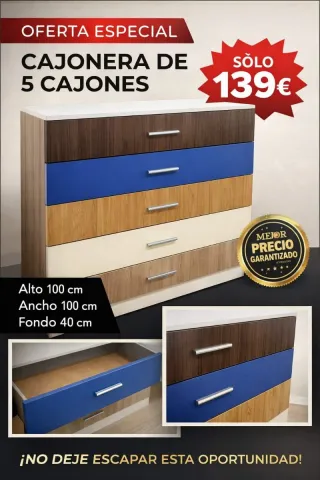Cajonera 5 cajones 100x100x40cm