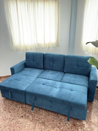 Sofá cama chaise longue negro - enviamos!