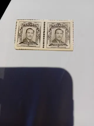 2 Sellos España 50 Céntimos 1957