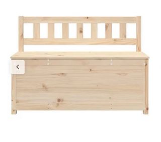 Banco de pino macizo blanco con almacenaje en baúl