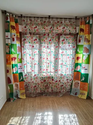 Cortinas infantiles de tela con osos